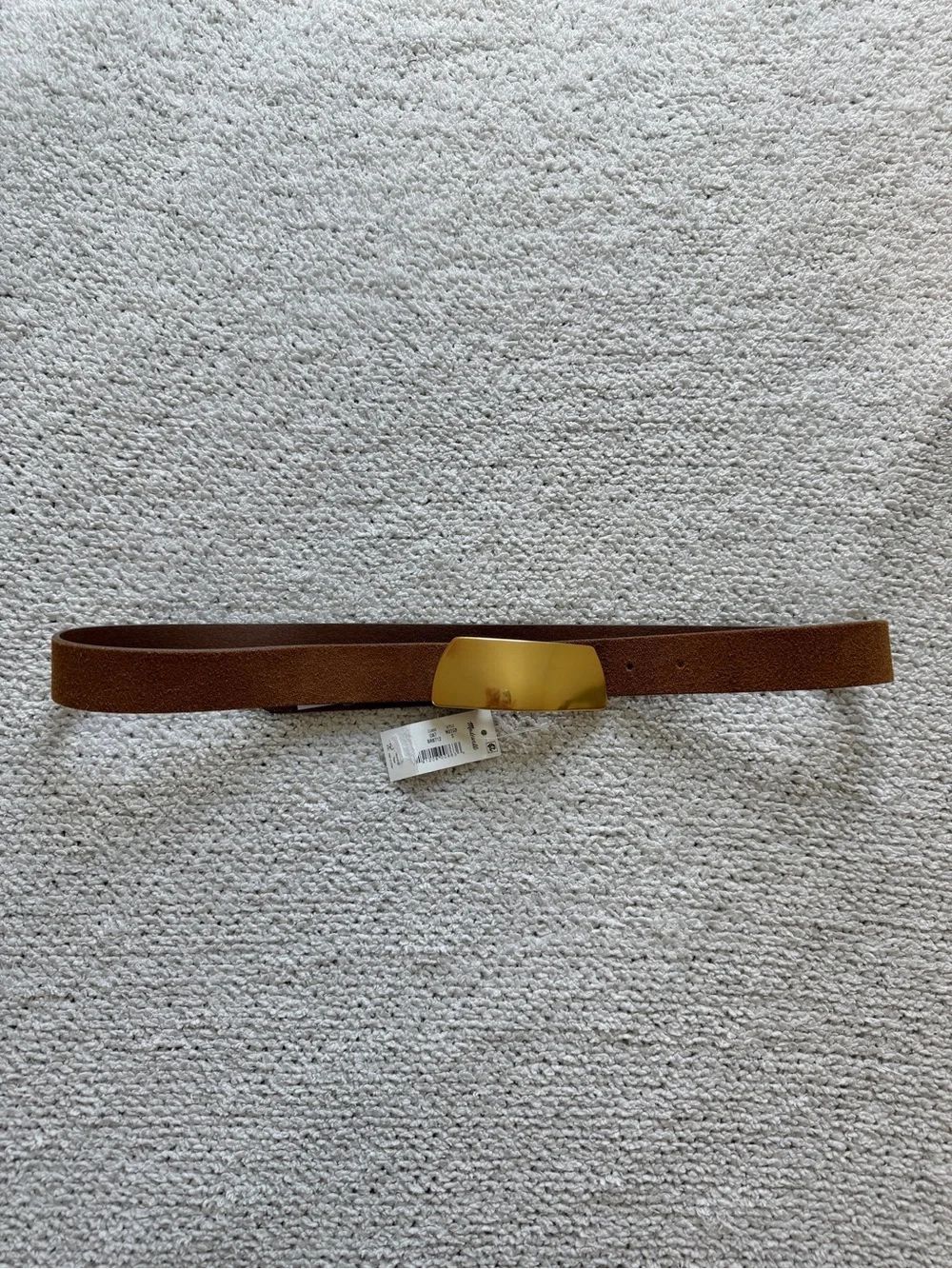 Madewell Organic Hardware Belt Suede Aged Cognac Small NWT